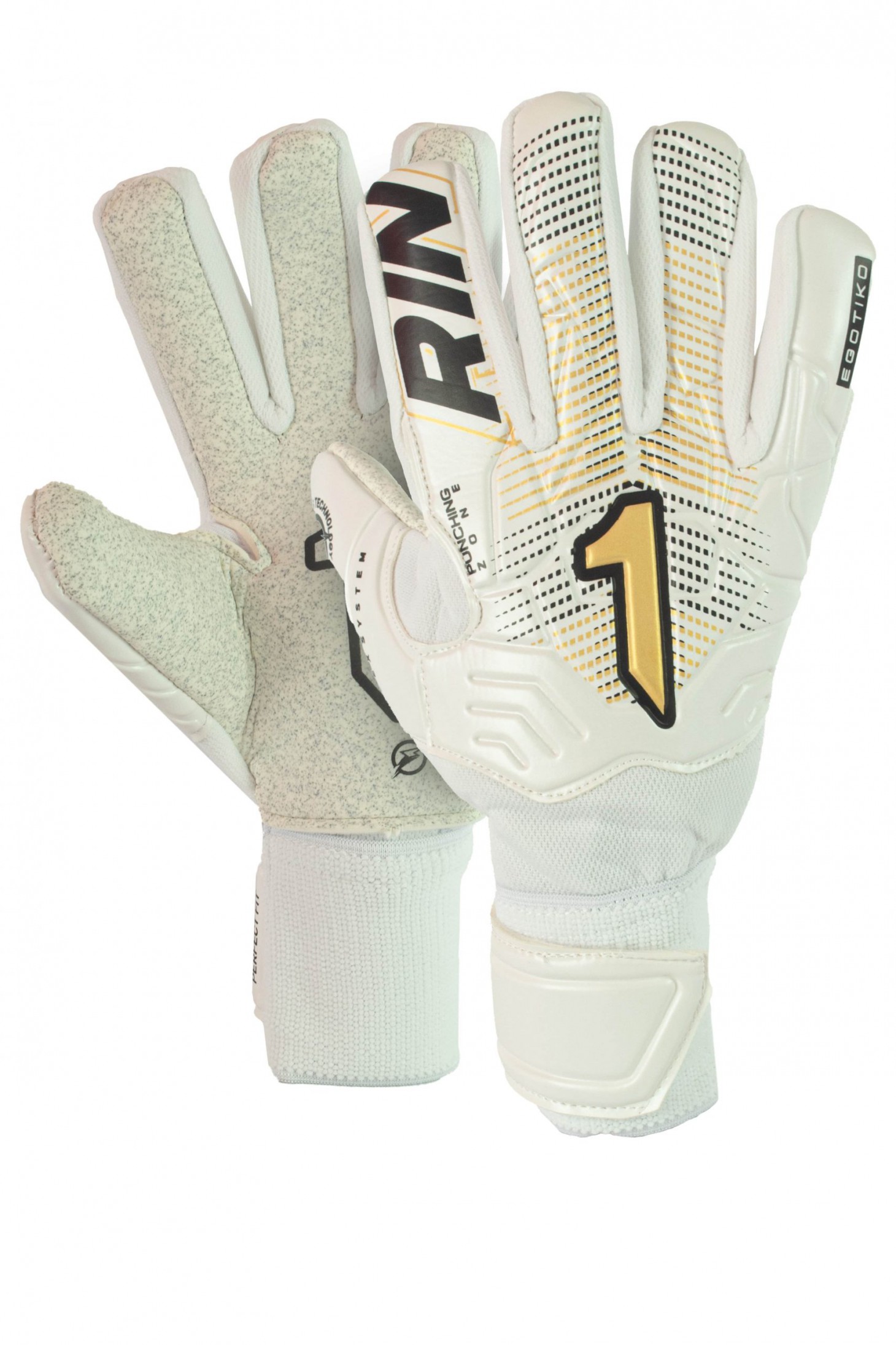 Guantes Rinat Egotiko Stellar Turf Training Blanco Oro Golero Sport