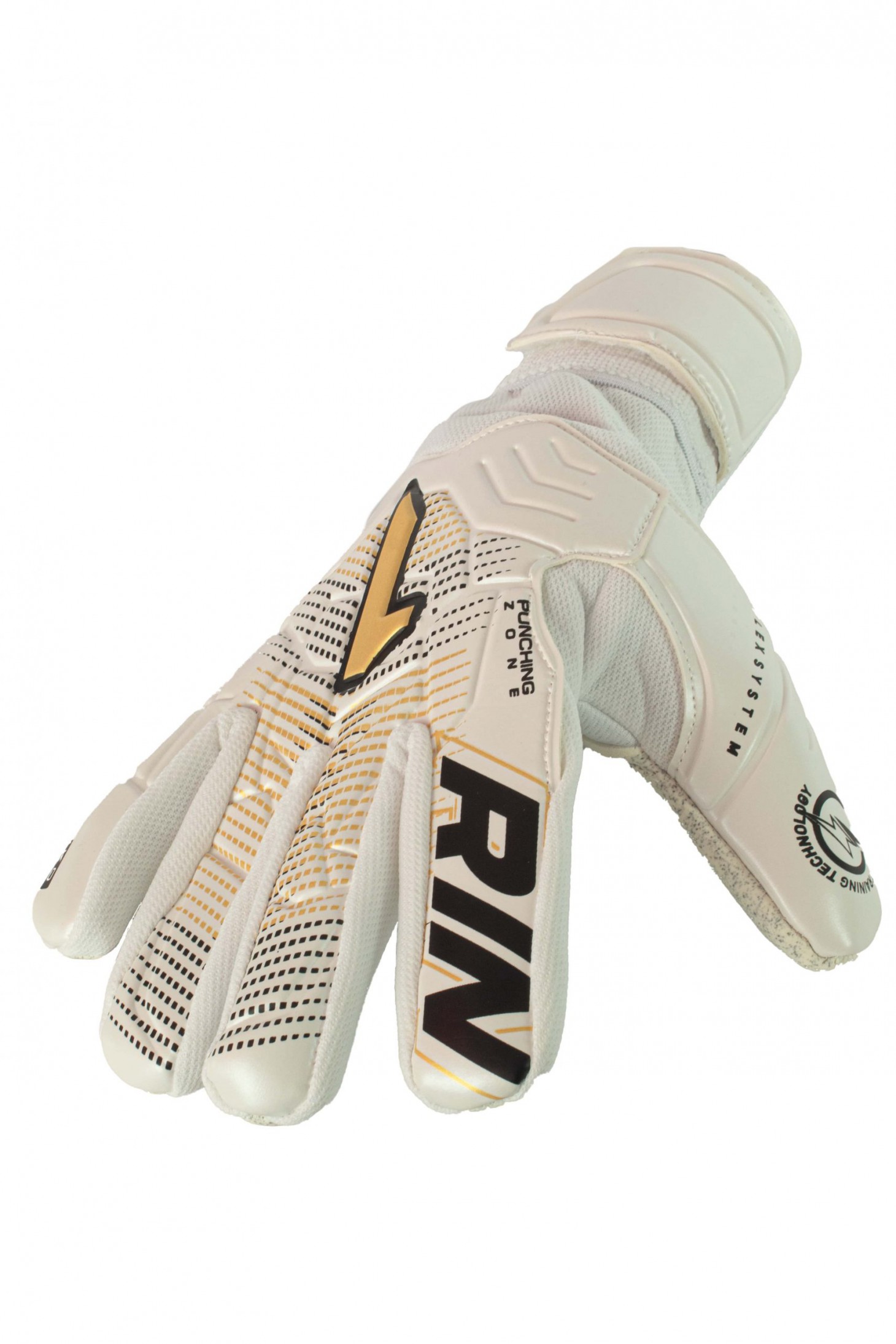 Guantes Rinat Egotiko Stellar Turf Training Blanco Oro Golero Sport