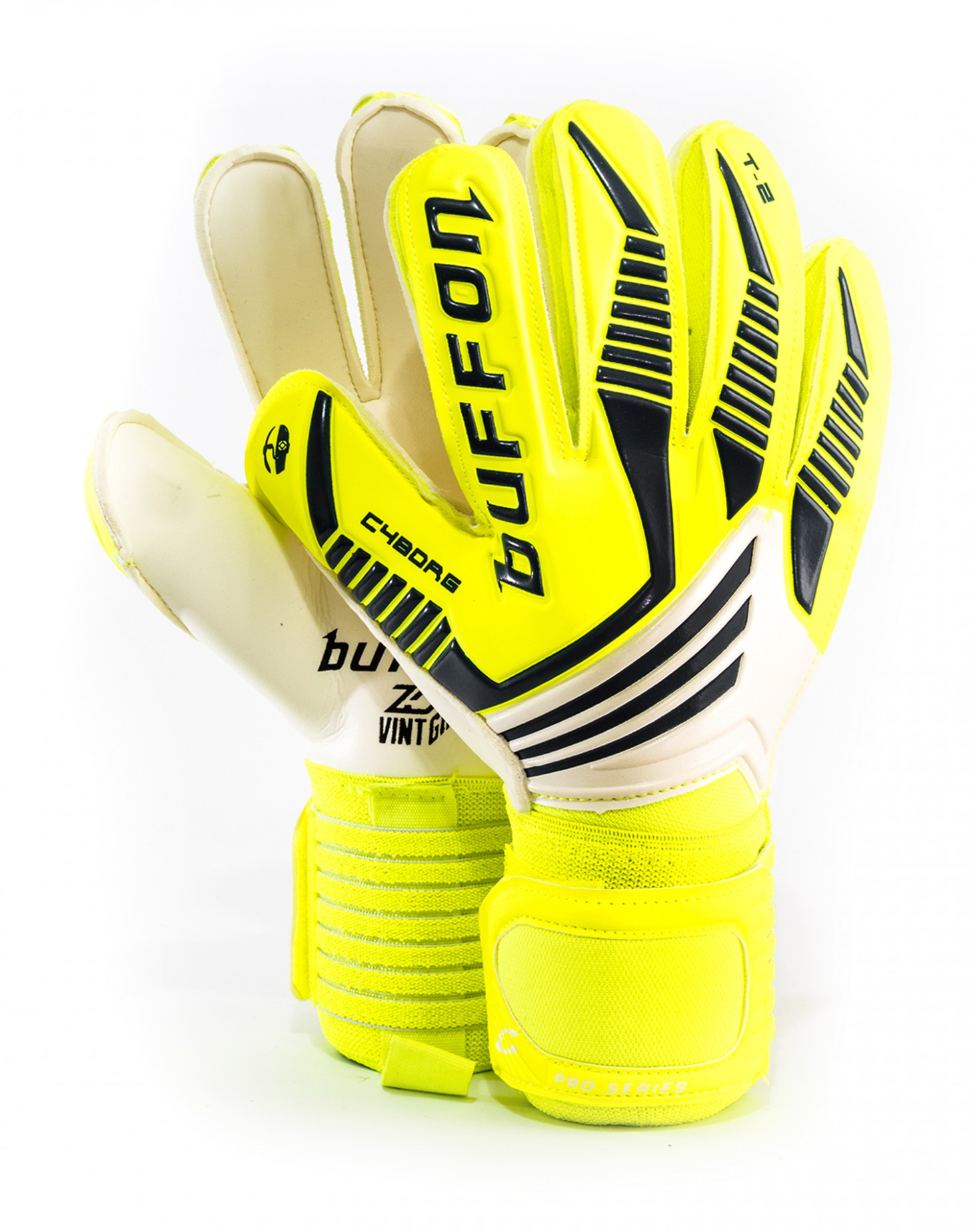 Guantes Buffon Cyborg Semiprofesional Neón - Blanco Marino