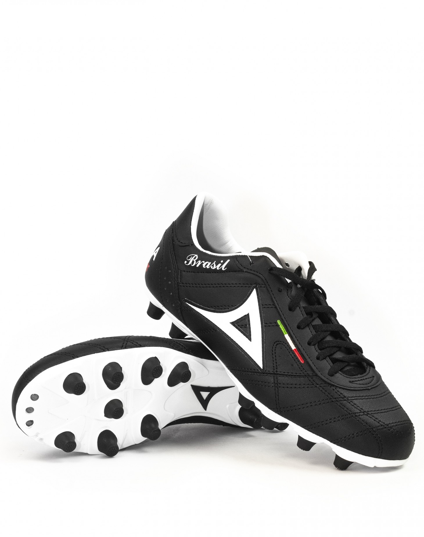 Zapatos de Futbol Soccer Pirma Brasil Modelo 0501 Piel Blanco/Negro