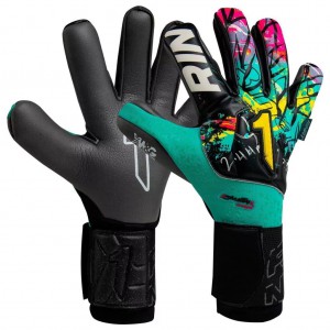 Guantes de portero Rinat Asimetrik NG Pro Negro Verde Azul Rosa