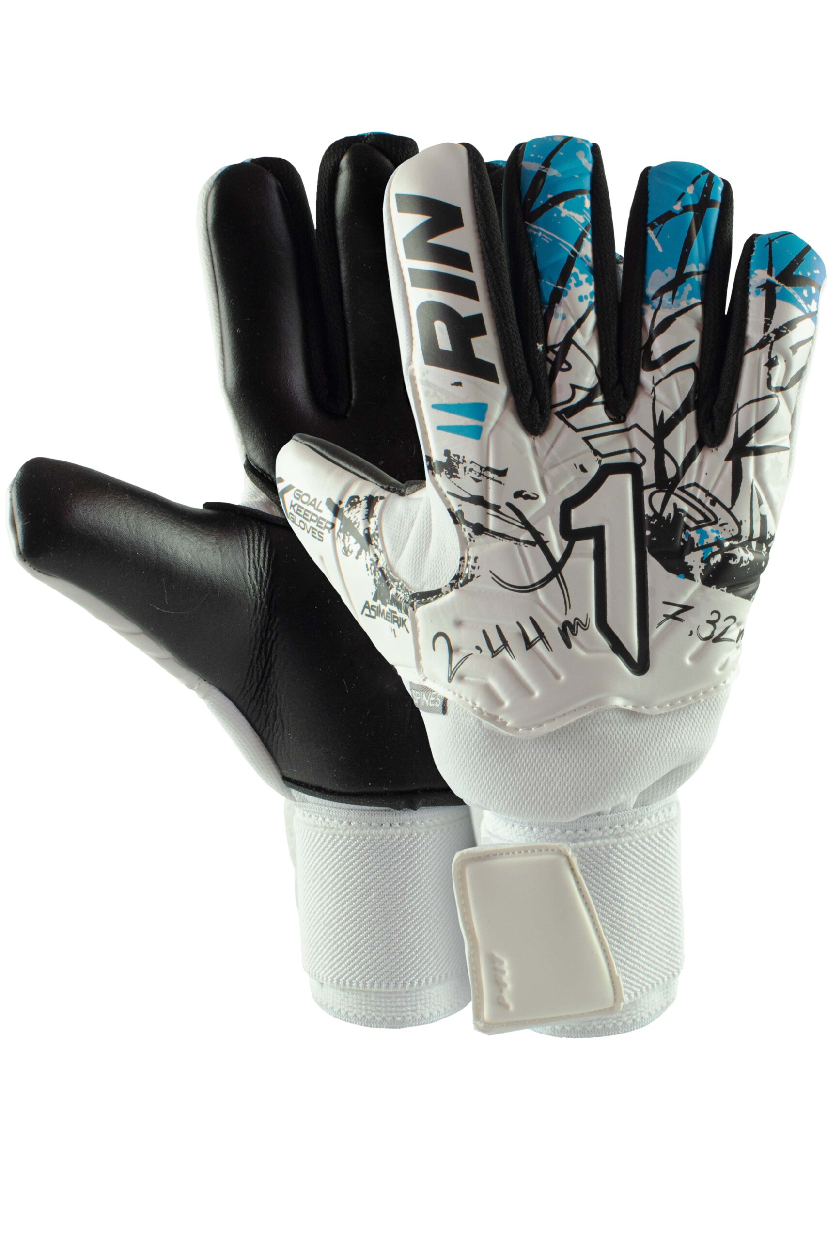 Guantes de portero Rinat Asimetrik Training Spine Negro azul rosa